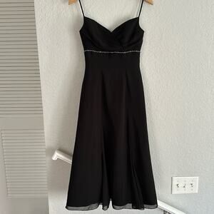 Vintage Modern Maids Black Midi Dress Size 4 Beaded Fairy Whimsygoth Y2K